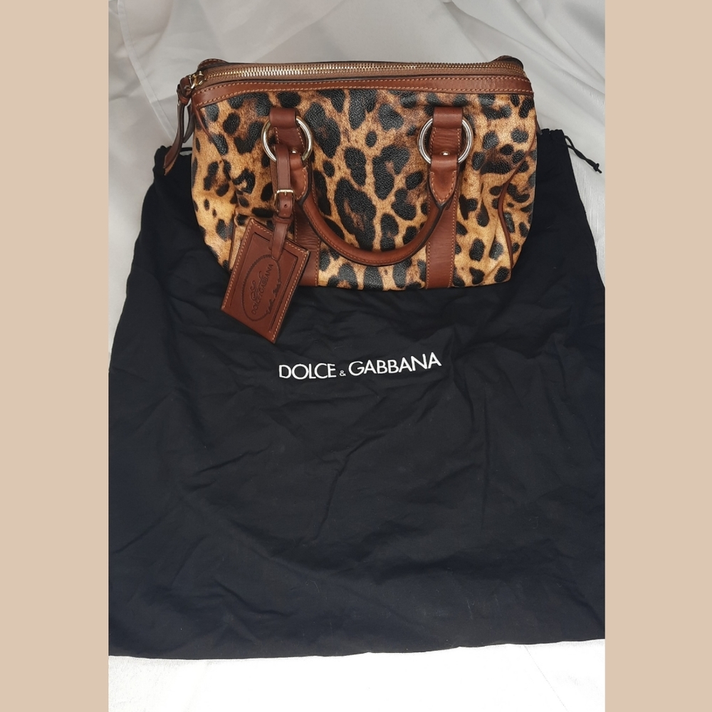 Dolce & Gabbana Boston Satchel Leopard Print Bag